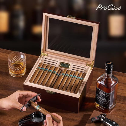 ProCase Wood Cigar Humidor Box, Wooden Desktop Cigar Storage Case, - Image 2