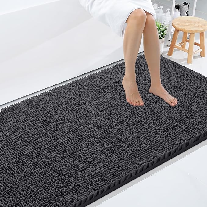 Smiry Luxury Chenille Bathroom Rugs 59x35, Extra Soft and Absorbent Shaggy Bath by Smiry