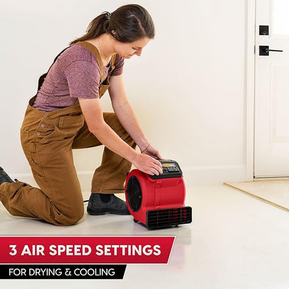 Vacmaster 3 Speed Floor Fan 156W 550CFM Air Mover Utility Blower Fan – AM201 - Image 2