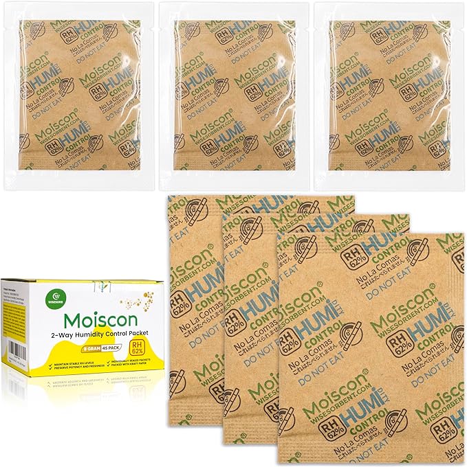 45 Pack 62% RH 8 Gram Two-Way Humidity Control Packs by Wisesorb