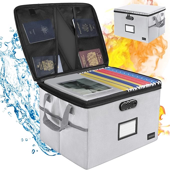 DEEGO Fireproof File Storage Organizer, Water-Resistant Document Organizer - Image 2