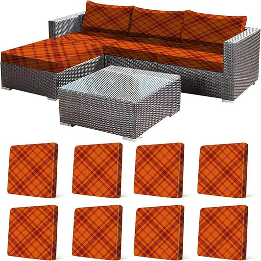8Pcs Stretch Cushion Covers Outdoor Cushion Cover Replacement Slipcovers Grid by CALBODE