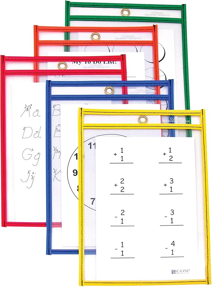 C-Line Reusable Dry Erase Pockets, 6 x 9 Inches, 10 Pockets per Pack by C-Line