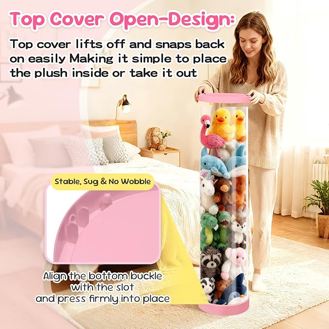 Stuffed Animal Storage Tube, 47x11 Inch Large Capacity Toy Storage Organizer - Image 4