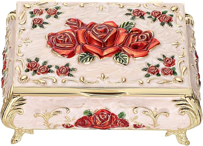 Hipiwe Vintage Metal Jewelry Box Small Treasure Chest Case Trinket Organizer by Hipiwe