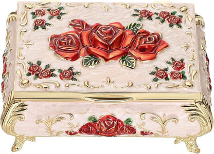 Hipiwe Vintage Metal Jewelry Box Small Treasure Chest Case Trinket Organizer by Hipiwe
