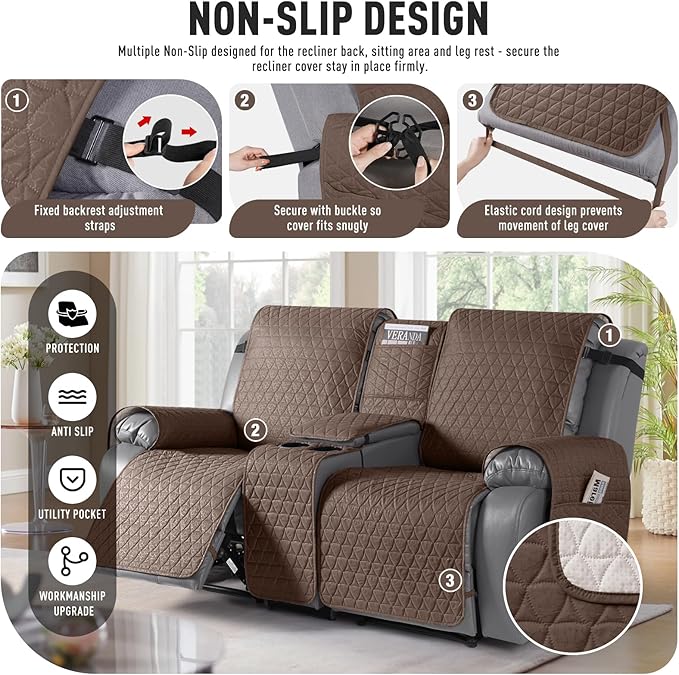 TAOCOCO 100% Waterproof Loveseat Recliner Couch Sofa Covers - Image 5