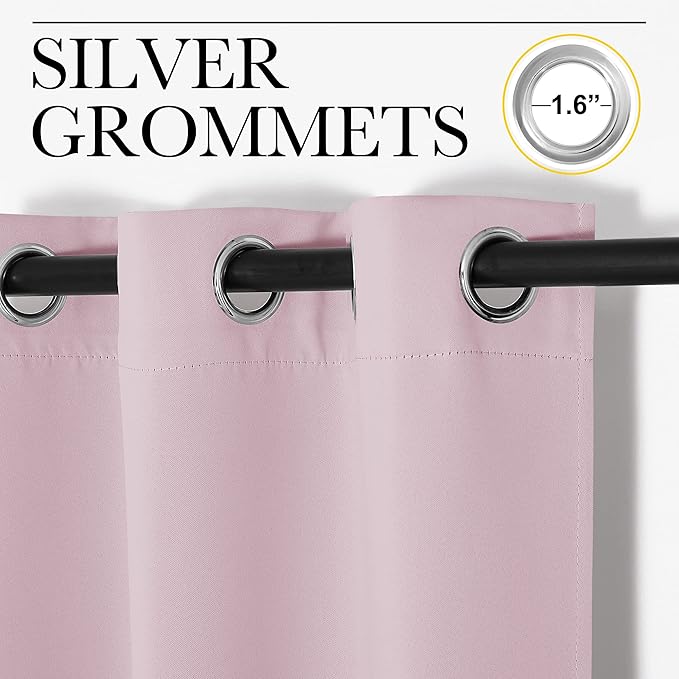 NICETOWN Baby Pink Blackout Curtains 48 inches Length - Image 2