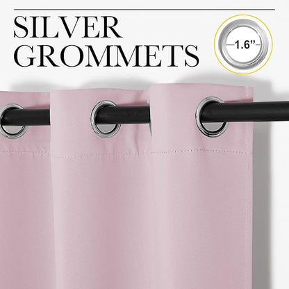 NICETOWN Baby Pink Blackout Curtains 48 inches Length - Image 2