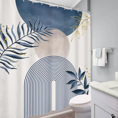 Blue Gray Boho Shower Curtain 72Wx84H Extra Long Dusty Blue Modern Bohemian - Image 4