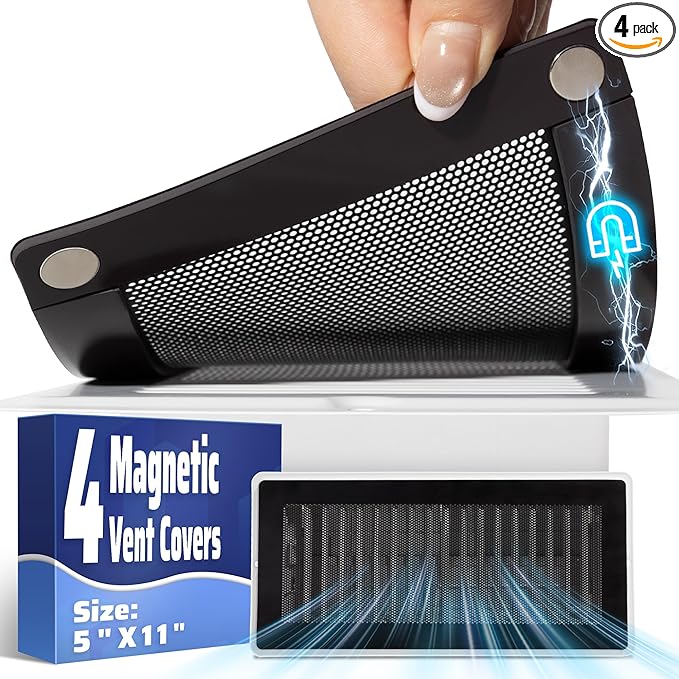 Magnetic Vent Mesh- 4 Pack, 5 x 11 inch Strong Magnetic Vent Covers by JSLIN
