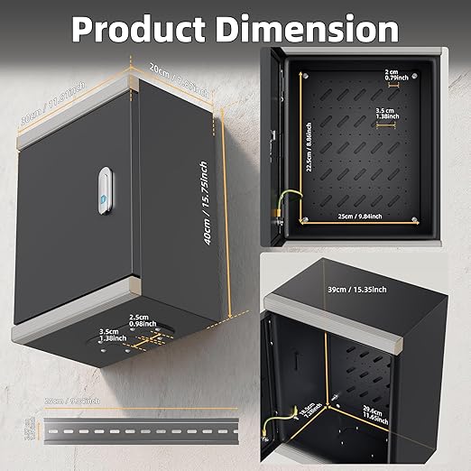 Joinfworld Outdoor Electrical Metal Box 15.7" x 11.8" x 7.8" Weatherproof - Image 2