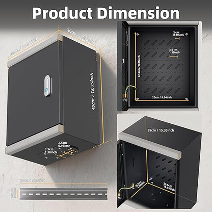 Joinfworld Outdoor Electrical Metal Box 15.7" x 11.8" x 7.8" Weatherproof - Image 2