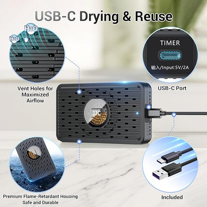 Auto Power-off USB C Rechargeable Cordless Dehumidifier Desiccant, Electric - Image 5