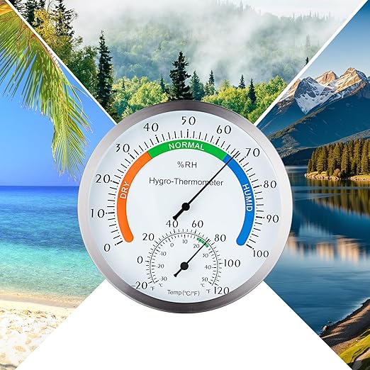 Hygro-Thermometer Stainless Steel 5 Inch Colorful Dial Indoor Outdoor - Image 6
