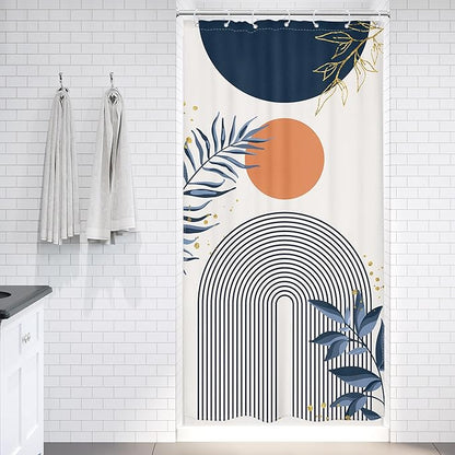 Small Stall Boho Shower Curtain 36Wx72H Navy Blue Modern Bohemian Mid Century - Image 2