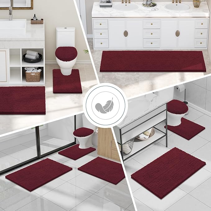 Smiry Luxury Chenille Bathroom Rugs 40x32, Extra Soft and Absorbent Shaggy Bath - Image 7