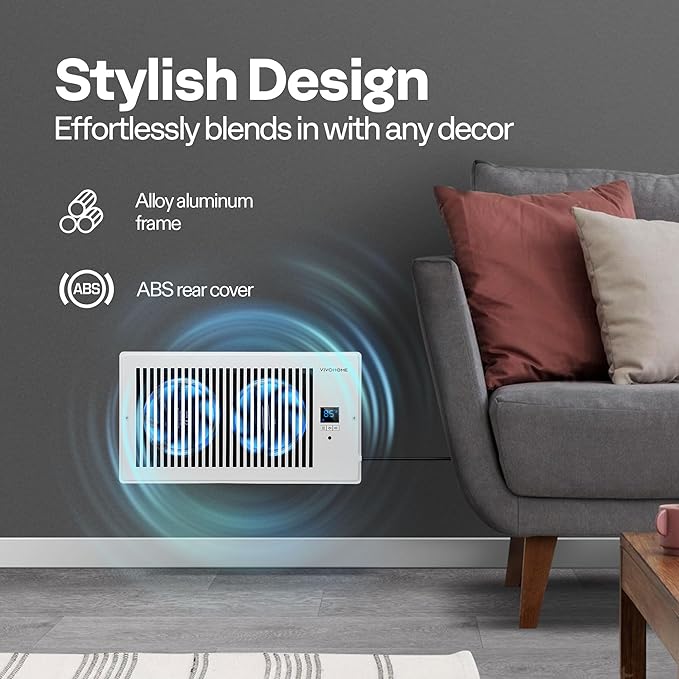 VIVOHOME 6"x12" Opening Smart Vent Register Booster Fan - Image 6