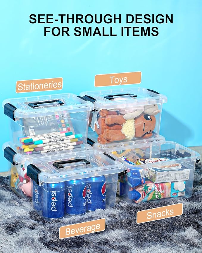 Plastic Storage Bins with Lids 6 Packs, 7 Quart Storage Organizer Bins with - Image 6