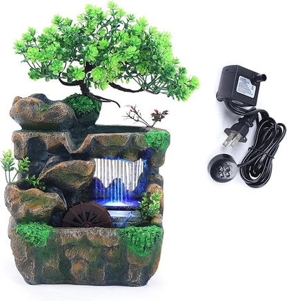 11.81" Tabletop Rockery Fountain Indoor Waterfall Bonsai Desktop Mini Rockery by kunghei
