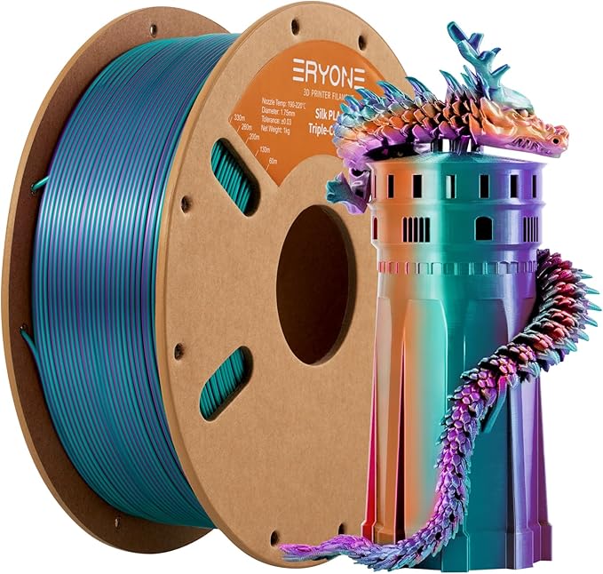 ERYONE Silk Tri Color PLA Filament 3D Printer 1.75mm +/- 0.03mm by ERYONE