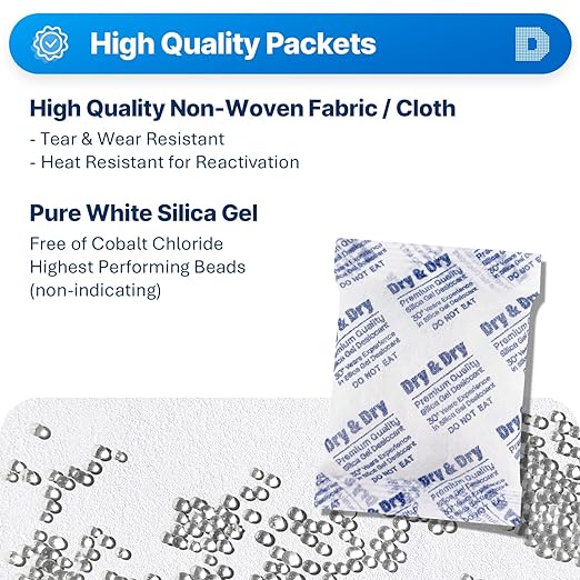 Dry & Dry 50 Gram Silica Gel Packets, Desiccants - Image 2
