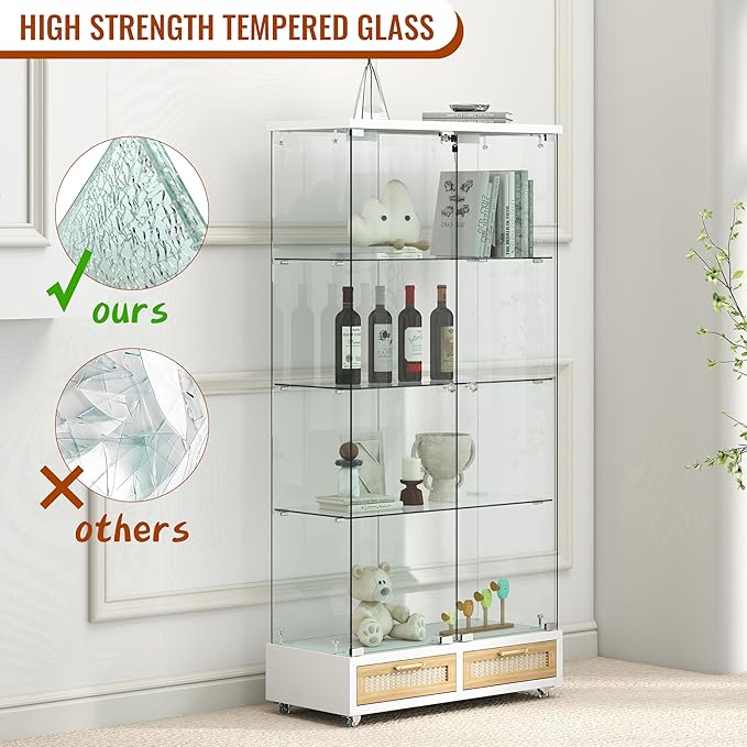 Yoluckea 4-Tier Glass Display Cabinet - Image 6