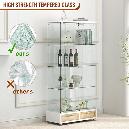 Yoluckea 4-Tier Glass Display Cabinet - Image 6