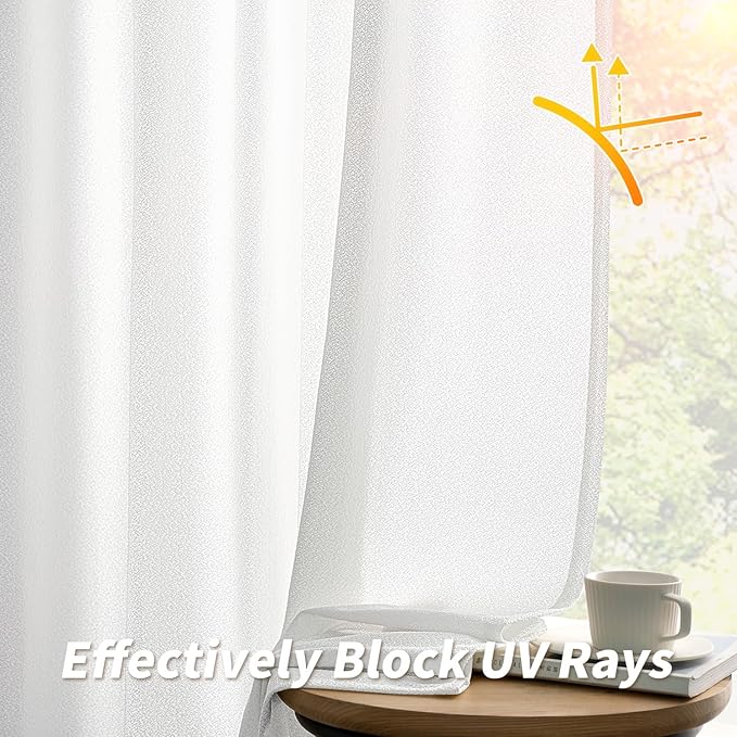 MIULEE White Thermal Insulated Curtains 96 Inches Long 2 Panels Set - Image 8