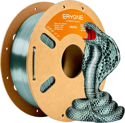 ERYONE Silk PLA Filament for 3D Printer, 1.75mm +/- 0.03mm, Silk Emerald Green by ERYONE