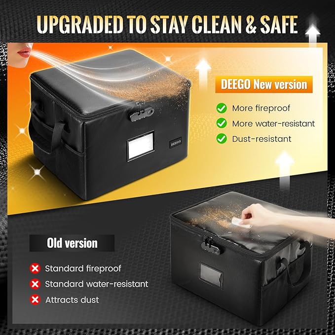 DEEGO Fireproof Document Box, Water-Resistant File Organizer Box - Image 4