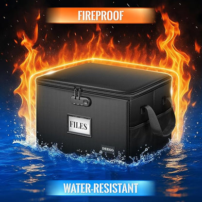 DEEGO Fireproof Document Box, Water-Resistant File Organizer Box - Image 2