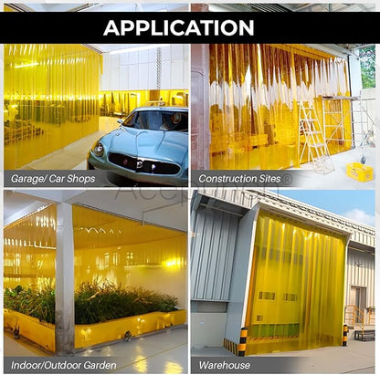 Yellow Kit PVC Smooth Plastic Strip Door Curtain 48x84 in Standard Clear - Image 3