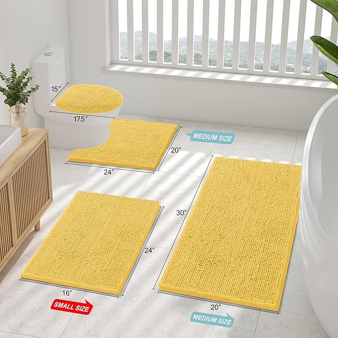 Smiry Luxury Chenille Toilet Rugs U-Shaped 24x20, Soft Absorbent Non-Slip - Image 2