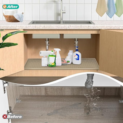 Waterproof Under Sink Mat 34" x 19", Silicone Cabinet Liner, Rubber Protector - Image 6