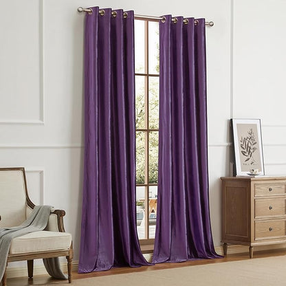 BULBUL Violet Velvet Curtains 72 inch Luxury Elegant Purple Living Room Curtain - Image 6