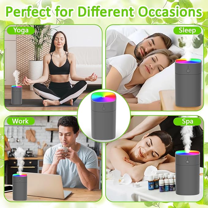 Portable Mini Humidifiers for Bedroom, 400ml Aroma Diffuser for Home Personal - Image 7