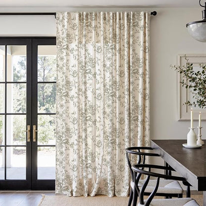 jinchan Linen Floral Curtains 100 Inch Extra Wide - Image 2