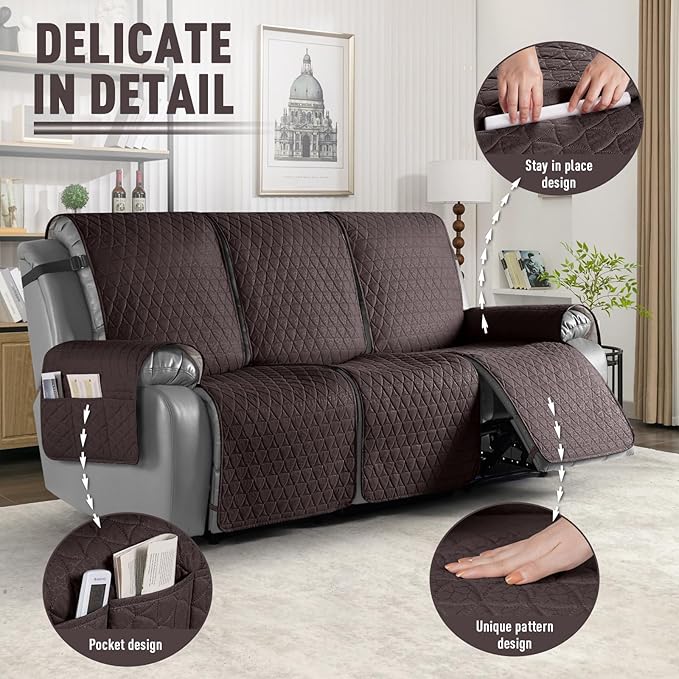 TAOCOCO 100% Waterproof Recliner Cover, Non-Slip Washable Reclining Couch Cover - Image 6