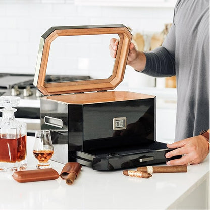 CASE ELEGANCE Monogrammed Octodor Large Black Piano Finish Glass Top Cedar - Image 6