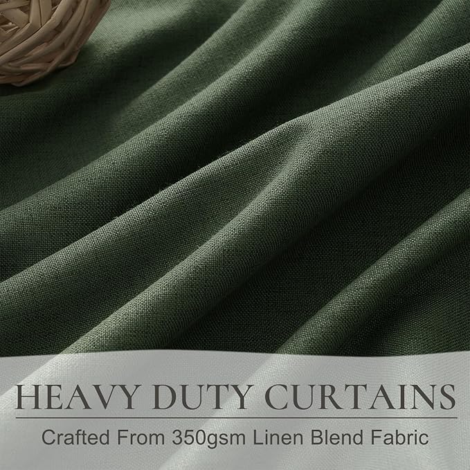 Living Room Dark Olive Green Black Out Curtains 72 Inch Long 2 Panels Set - Image 3