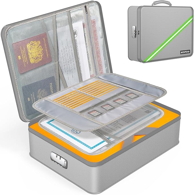 Document Organizer with 5200℉ Heat Insulated, 16.1"x11.4"x4.3" Waterproof and by Noiposi