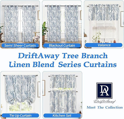 DriftAway Linen Printed Blackout Curtains Tree Branch Pattern Double Layer 96 - Image 9