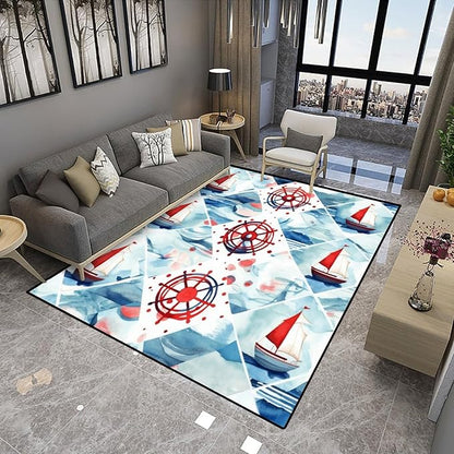 Watercolor Adventure Marine Pattern Drawing Rug - Image 4