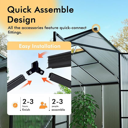 10X12FT Greenhouse with Electronic Thermometers, Large Walk-in Greenhouse - Image 7