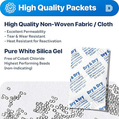 Dry & Dry 30 Gram Silica Gel Packets Desiccants, Silica Packets - Image 4