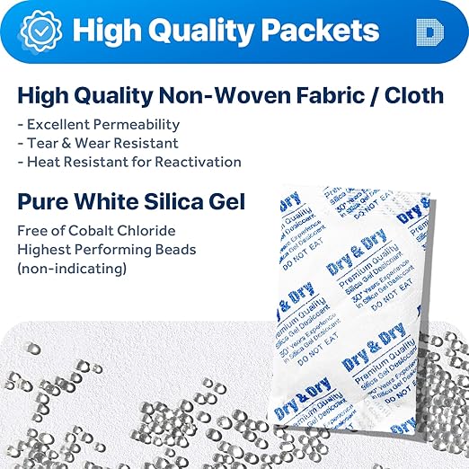 Dry & Dry 30 Gram Silica Gel Packets Desiccants, Silica Packets - Image 3