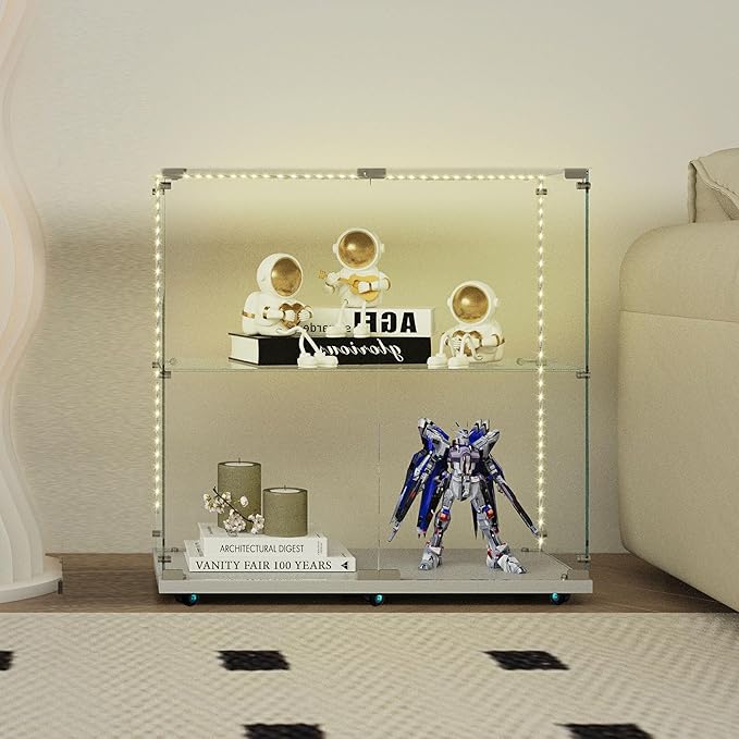 Yoluckea 2 Tiers Glass Display Cabinet by Yoluckea