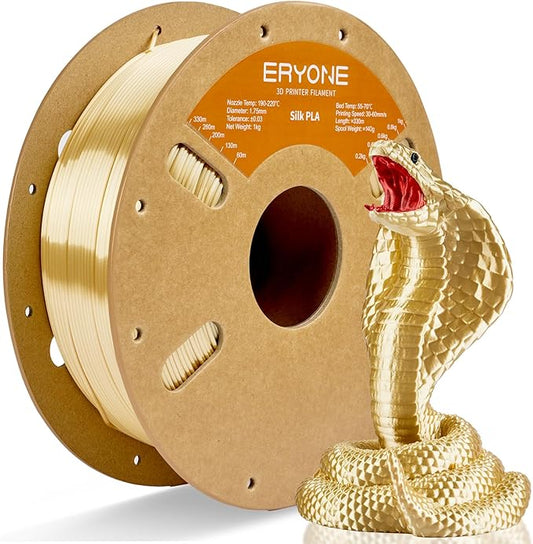 ERYONE Silk PLA Filament for 3D Printer, 1.75mm +/- 0.03mm, Light Cream Yellow by ERYONE