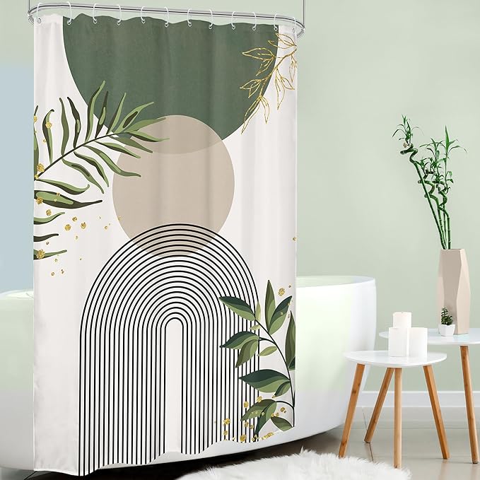 Small Stall Green Boho Shower Curtain 54Wx78H Rv Modern Bohemian Abstract Sage - Image 3
